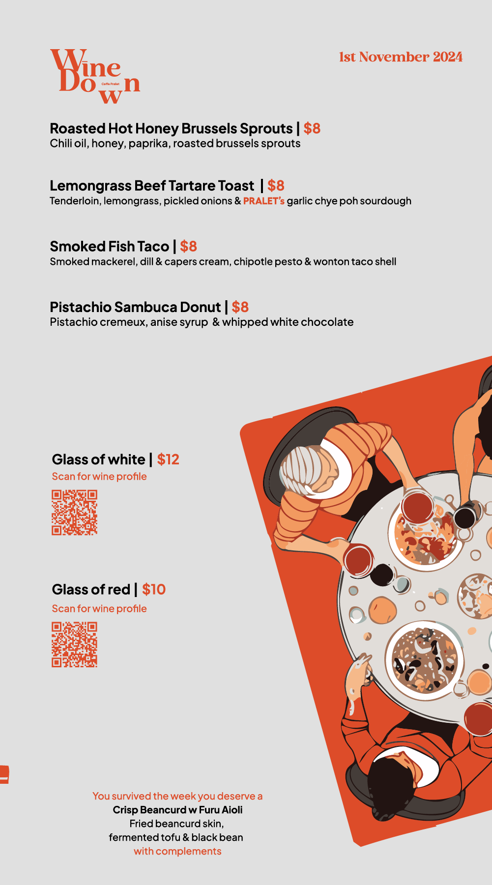 Wine Down food and wine menu