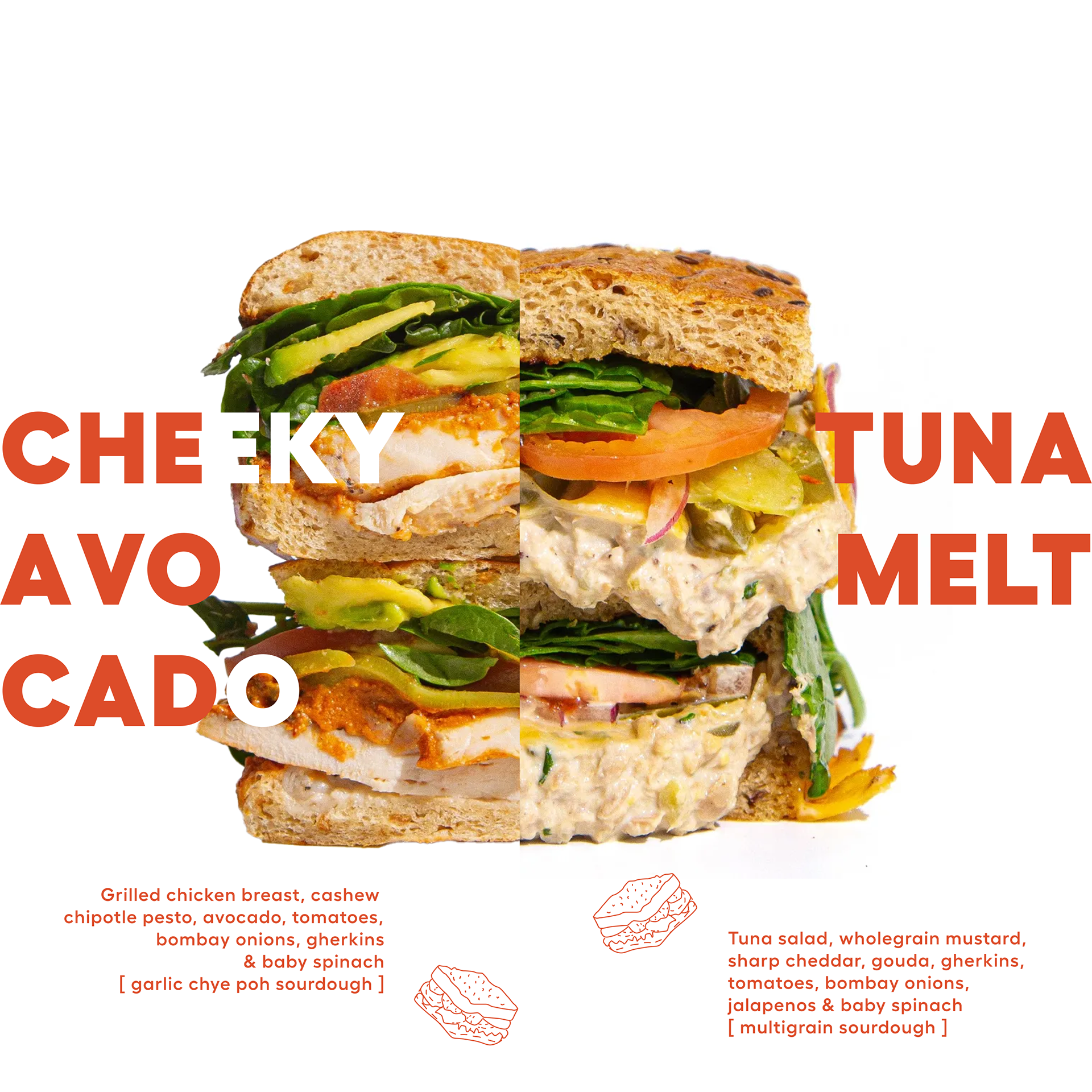 Avocado and tuna sandwich promotional artwork